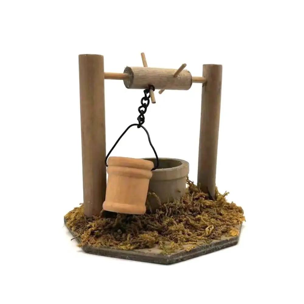 1/12 Scale Miniature Manger Figurine Wood Scene Model Dollhouse Well Latrine Fairy Garden Ornament Decoration