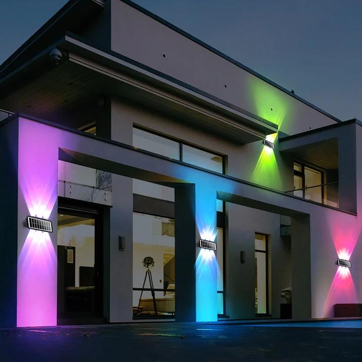 Solar Wall Lights LED Spotlight Outdoor Waterproof Upper And Lower Lighting Solar Powered Streetlight Balcony Courtyard Garden