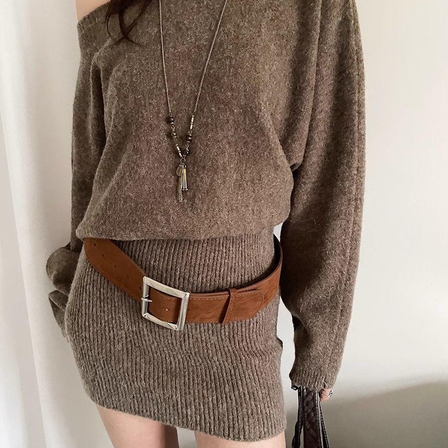 Korean Version of Women's Wide Belt, Anti-suede Imitation Suede Square Pin Buckle, Belt Seal with Coat Simple