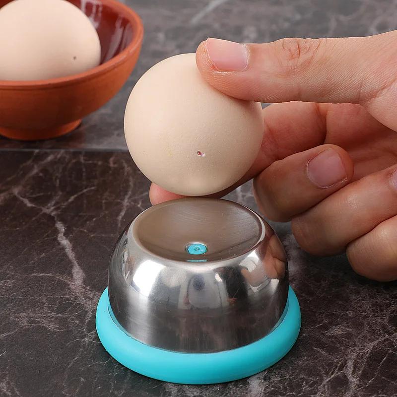 Manual Egg Punch Tool 304 Stainless Steel Needle Pricker With Stable Plastic Base Home Kitchen Tool For Perfect Boiled Egg Prep