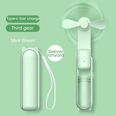 Zusammenklappbarer elektrischer Mini-Ventilator, USB-Ladelüfter, kühlender Handventilator, 3 Geschwindigkeiten, leistungsstarker tragbarer kleiner Ventilator für Reisen im Freien, Powerbank