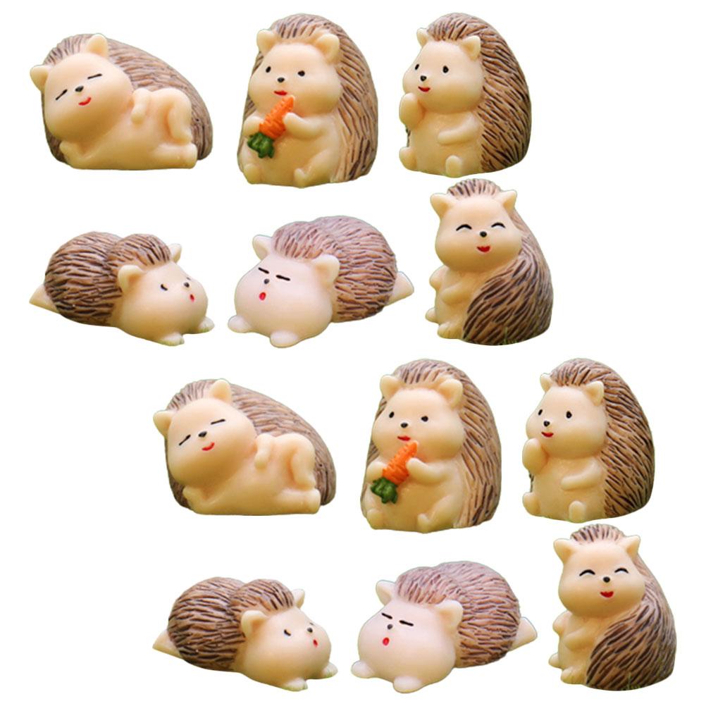 

12 Pcs Mini Simulation Hedgehog Ornament Resin Animal Decoration Adornment Statue Figurines 2.4X2.3X2CM