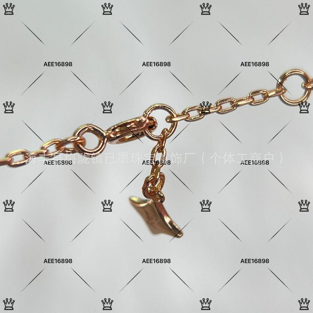 Luksusowa bransoletka damska ze srebra próby 925, wysadzana diamentami, z białą masą perłową i motywem czterolistnej koniczyny, z 18-karatowego różowego złota