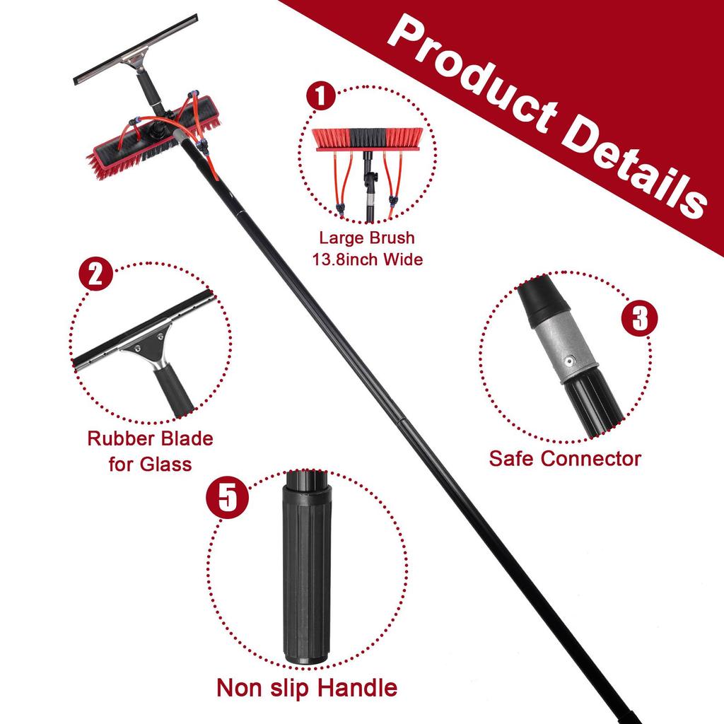 20-60 Ft Solar Panel & Window Cleaning Brush Kit