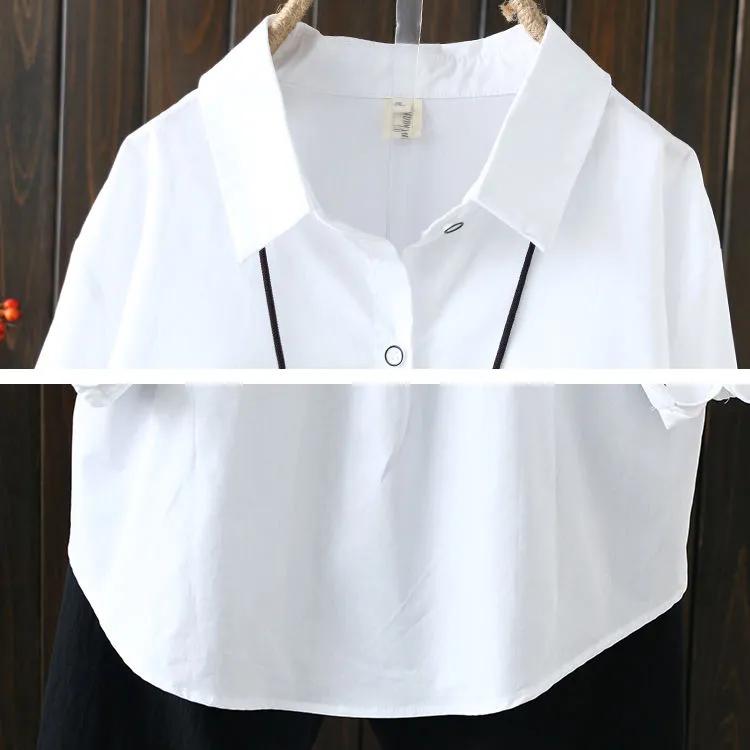 Mid-length Embroidered Plus Size Shirt, Pure Cotton Loose Long-sleeved Shirt, Women's Plus Fat Plus Bottoming Shirt