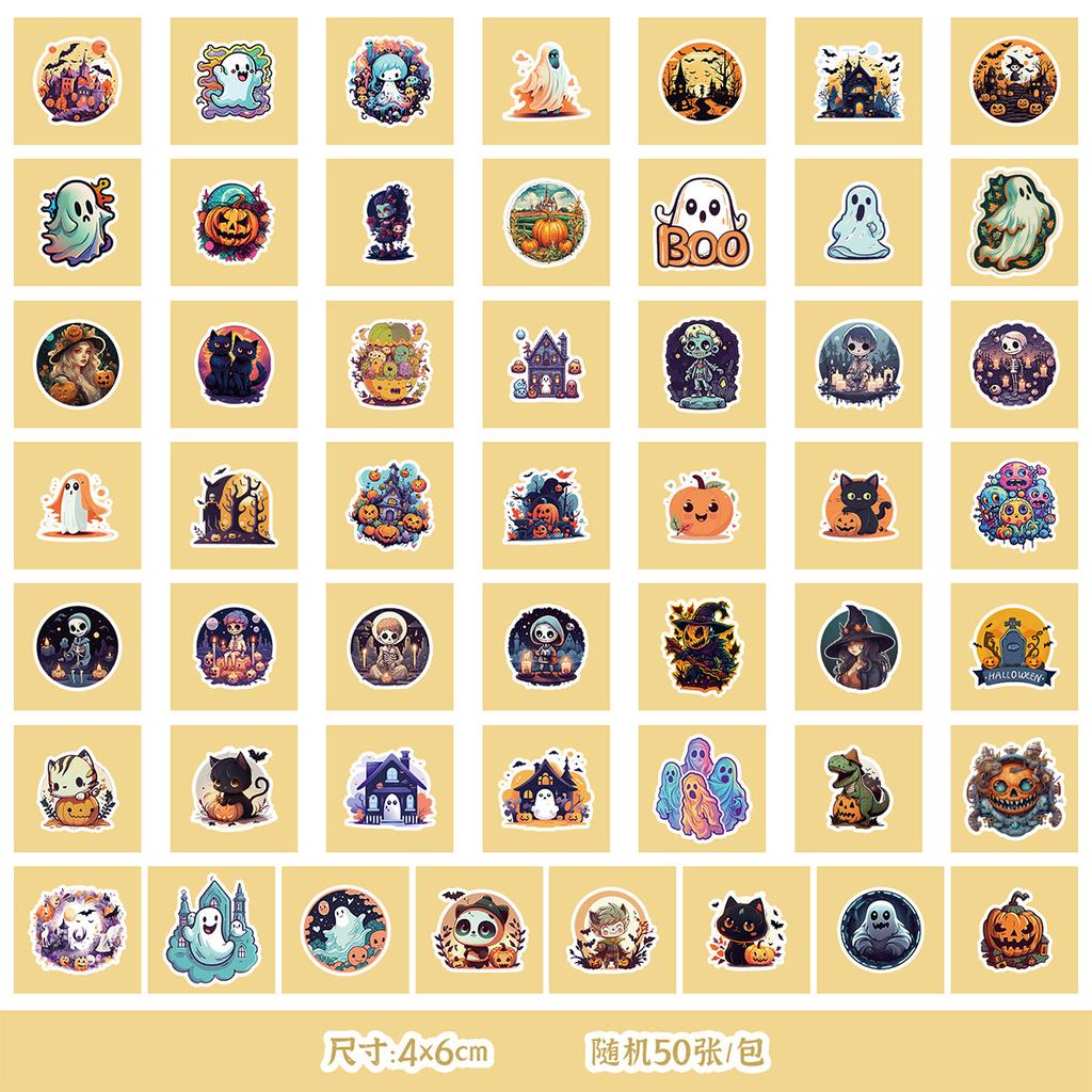 50/100 Halloween Stickers Mobile Ticket Waterproof Decorative Stickers Children's DIY Hand Account Stickers