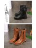 Meilaid 2025 Fall/Winter Brown Vintage Roman Women's Combat Boots with Cross Laces