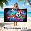 Soccer Theme Beach Towel Personalized Custom Name & Text Soft Quick Dry Beach Towel for Swimming Travel