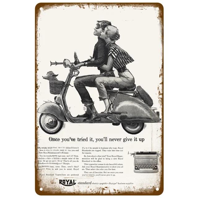 BarArtPro Vespa Tin Sign Art Decor Motorcycles Printed Metal Plaque - Vintage Pin Up Wall Art for Pub Interiors & Cafe Ambiance