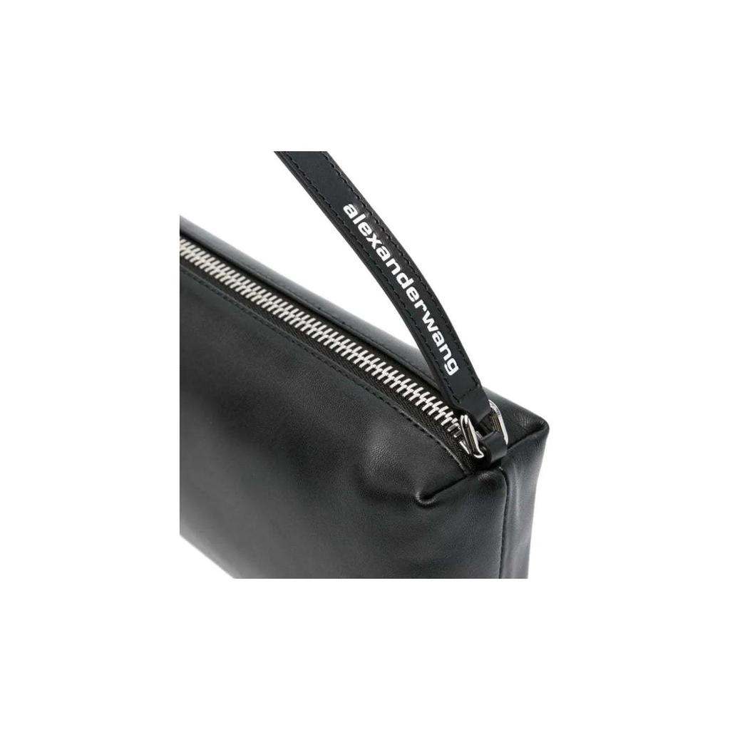 Alexander Wang Heiress Solid Color Zipper Closure Calfskin Handbag Women's Black