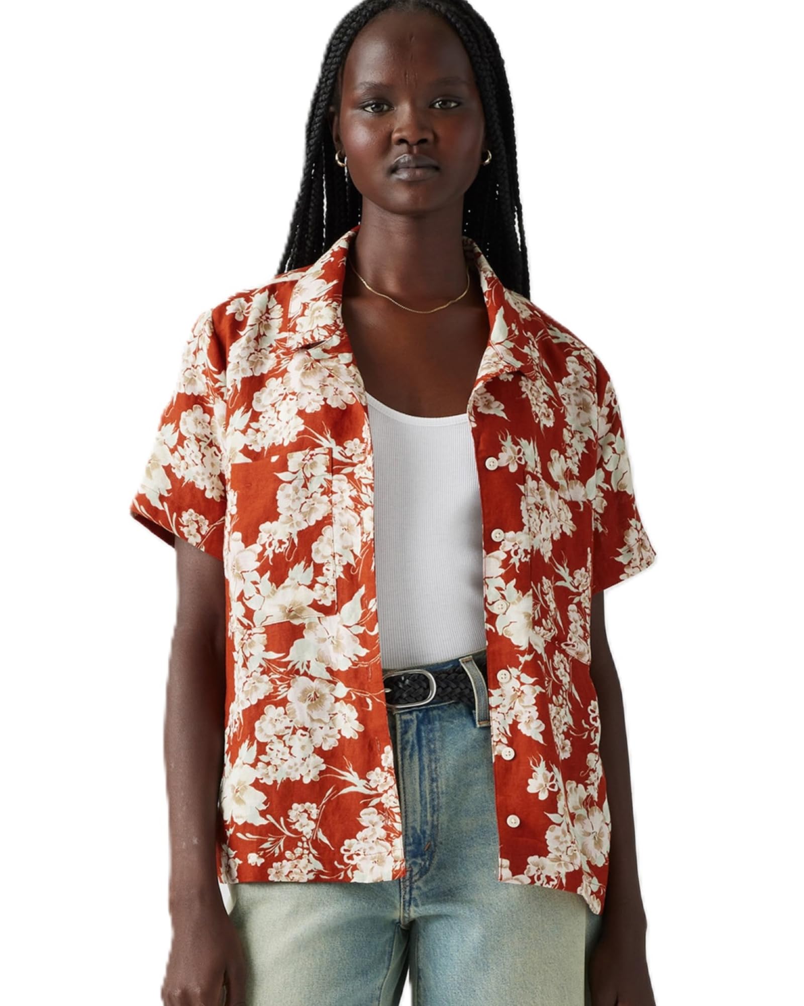 Levi s SONNY Patch Pocket Camp Shirt Long Sleeve Women s 001HO-0007 US L