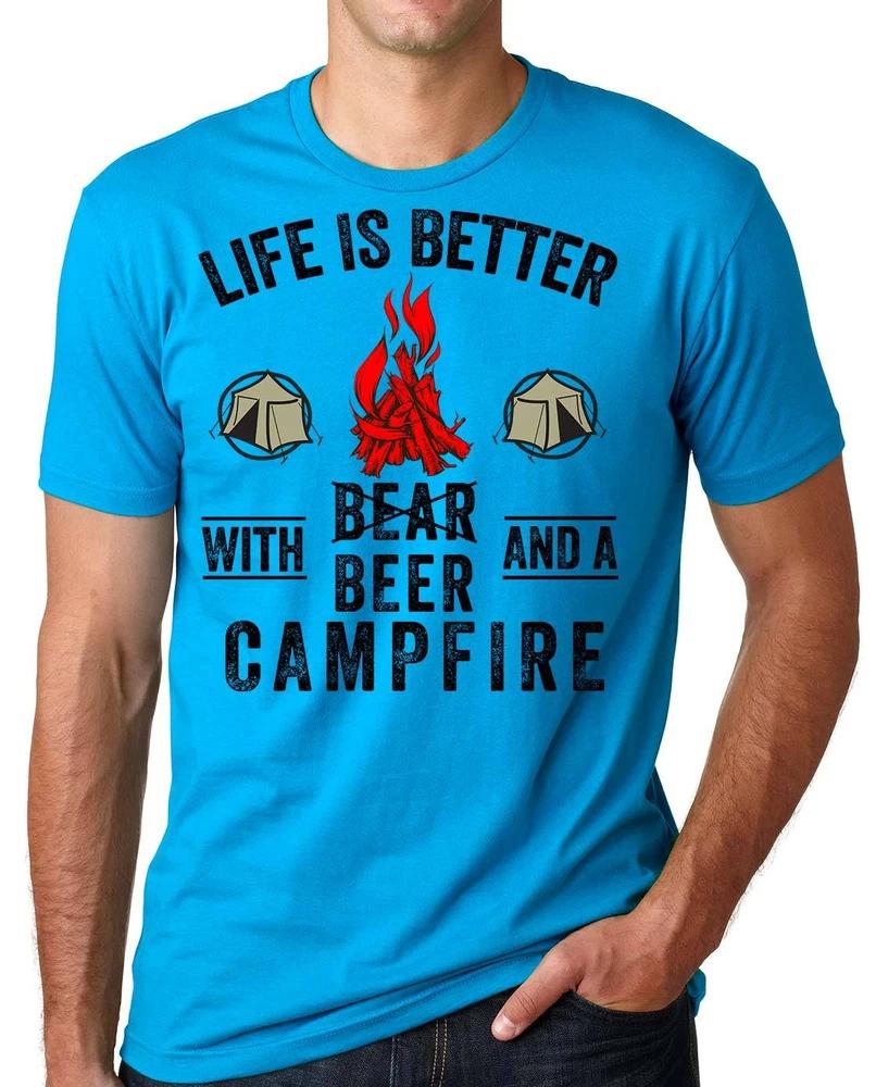 Camping Fishing Hunting Tee Shirt Beer Bear Tee Shirt Campfire S