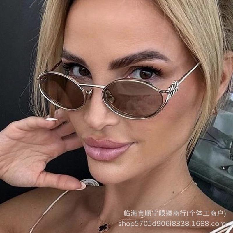 Oval Hollowed-out Retro Sunglasses 2025 - European & American Fashion for Hot Girl Posing