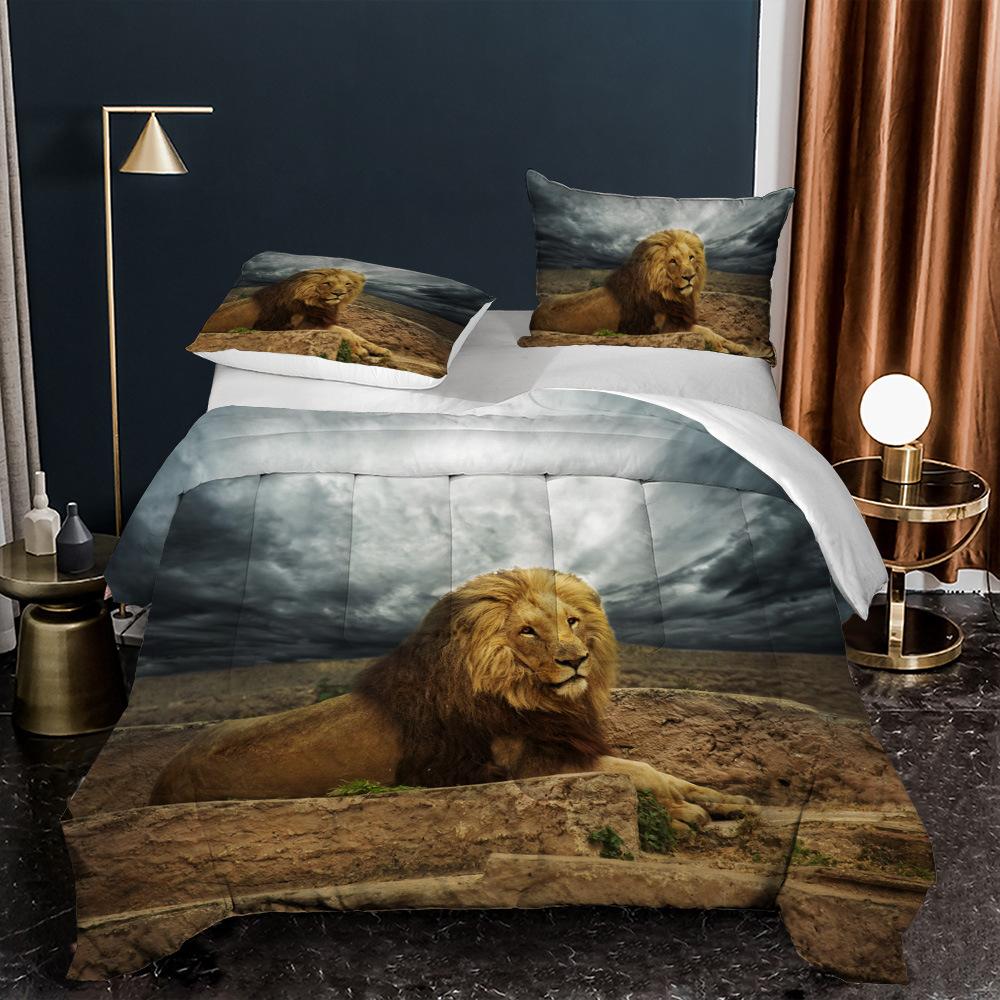 

Kemila King of the Forest Tiger Leopard 3D Quilt Cover and Pillowcase Bed Double Bedding Set Digital Printing EU Single 135x200