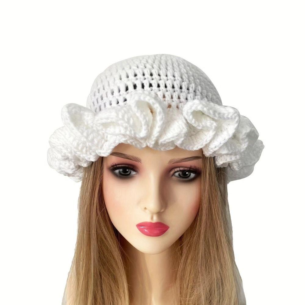 Floppy Women Bucket Hat Crochet Knit Beanie Hat Casual Fisherman Cap