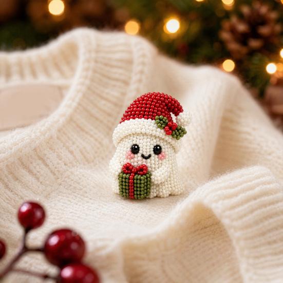 Beaded Ghost DIY Kit, Tiny 3D Beaded Festive Ghost Craft Set, Cute Ghost Bead Craft Kit for Beginners Adults Handmade