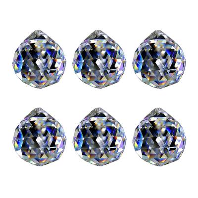 AZNABLE Suncatcher Prism Parts, Crystal Cut Balls, Rainbow Hooks, Set of 6 (40mm)