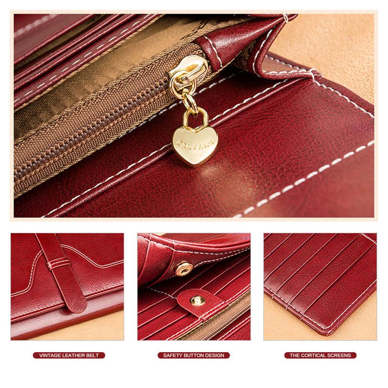 Vintage Damen Geldbörse aus echtem Leder Lang Dreifach gefaltet Clutch Große Kapazität mit Handy Elegant Damen Alltags-Reisetasche