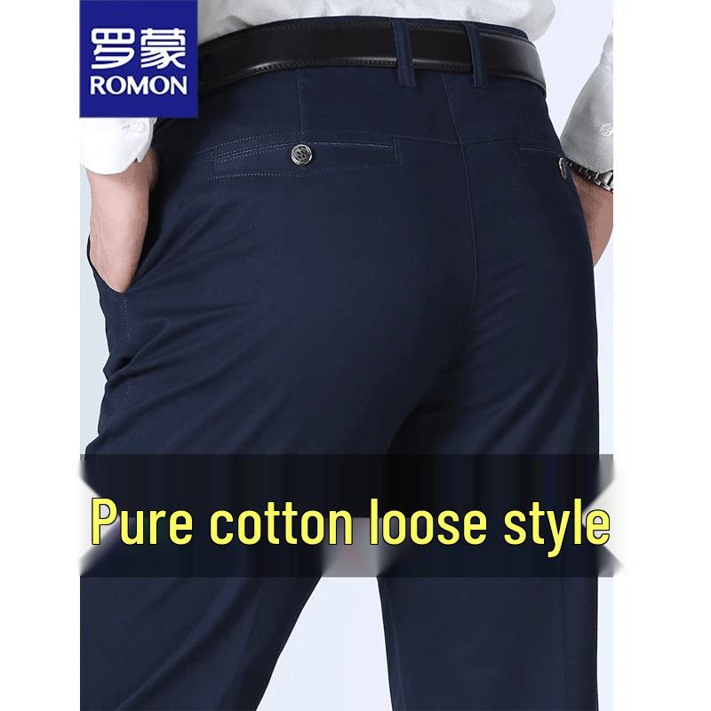Romon Men's Summer Business Casual Straight Leg Cotton Pants