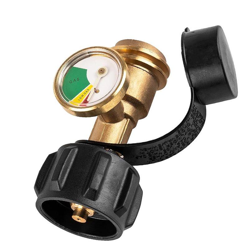 SHGO-Propane Tank Gauge For RV Camper, For 5-40LB Tanks, Ideal For Heaters, Grills, QCC1/Type 1 Connections