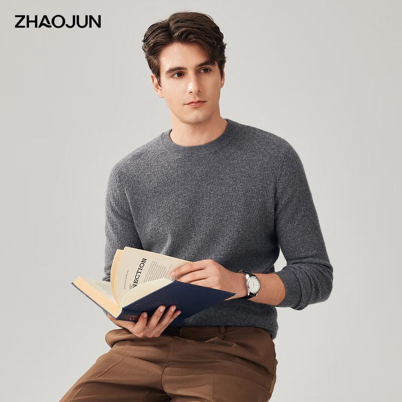 

Zhaojun Men s Business Casual 100% Cashmere Round Neck Sweater XL