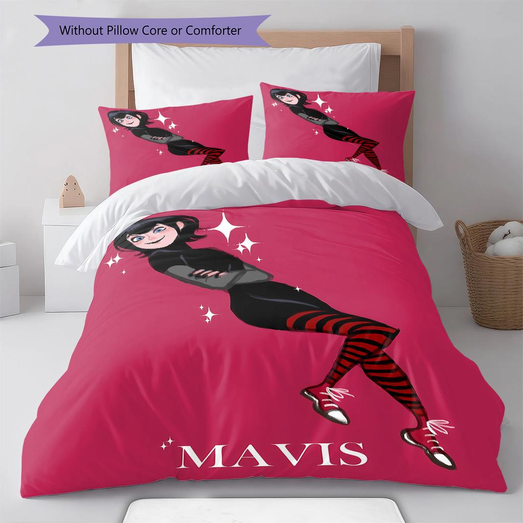 Hotel Transylvania Mavis Dracula Pattern Bedding,Quilt Set Quilt Cover Pillowcase Home Birthday Gift (1 * duvet cover + 2 * pillowcase, without core)