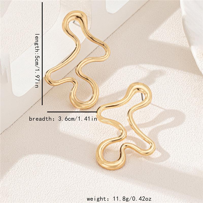 Minimalist Irregular Hollow Geometry Metal Stud Earrings Punk Statement Gold Color Earring Women'S Charm Ear Jewelry