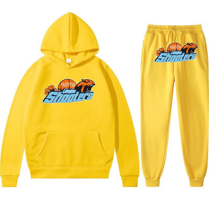 Printed Sportswear Men's Two-piece Loose Hooded Sweatshirt Set