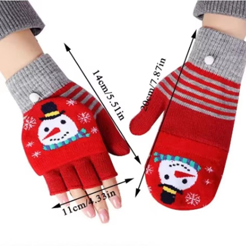 Crochet Flip Top Gloves Winter Women Warm Half Finger Gloves Thick Keep Warm Fingerless Gloves Christmas Knitted Gloves Soft