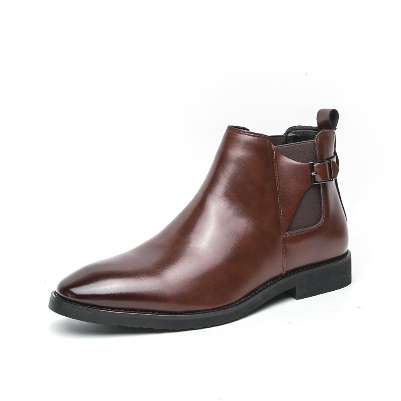 Yuppie Chelsea Shoes Men High Quality Oxford Ankle Boots Men's Dress Shoes Trend Britain Brogue Social Formal Shoes Men