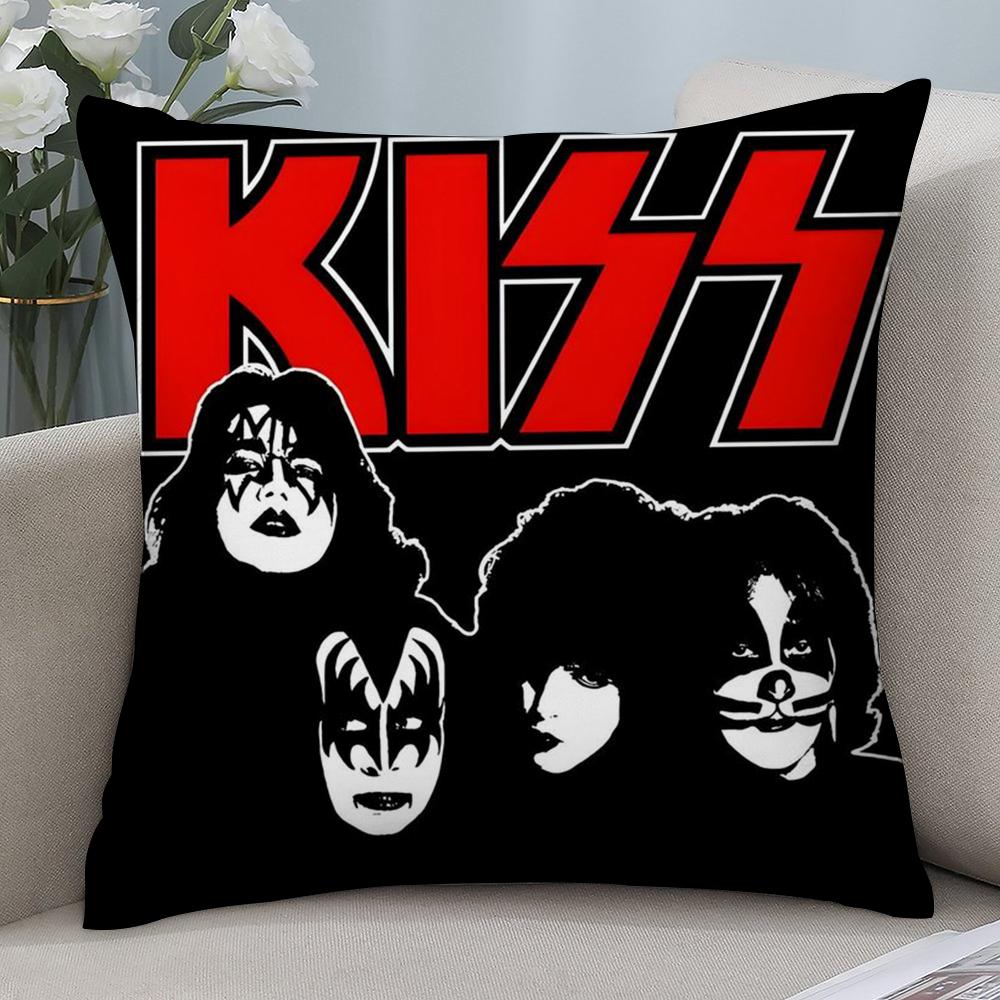 American Hot Heavy Metal Rock Kiss Band Pillow Case Short Plush Sofa Decorative Gift Home Double-sided Printing Cushion