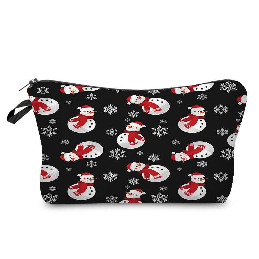 Women Snowman Print Cosmetic Bag Toiletries Organize Travel Storage Case 6766