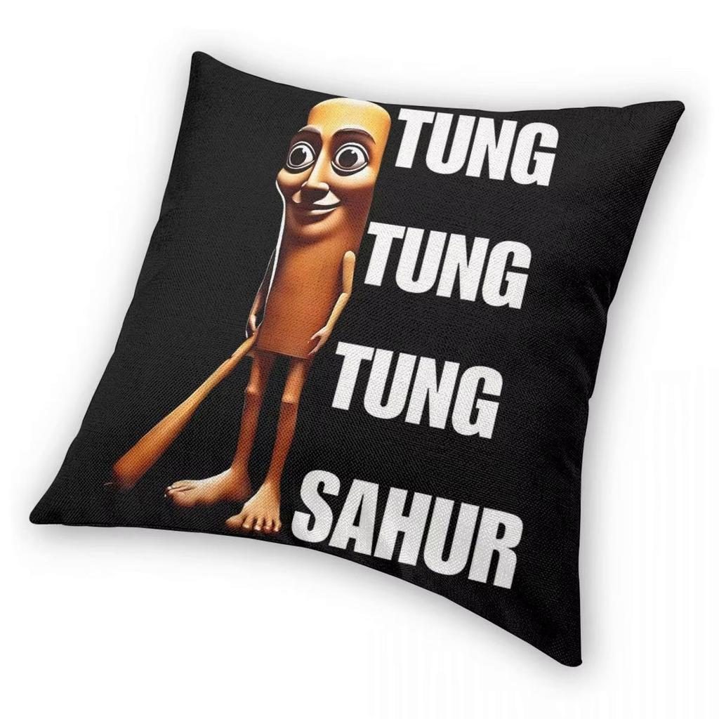 Tung Tung Tung Sahur Meme Italiano Brainrot Federa Stampa Poliestere Copricuscino Decorativo Copricuscino da Lancio