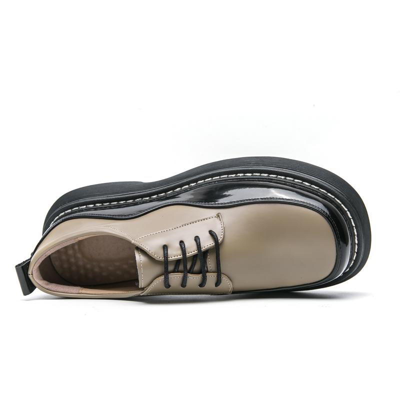 2025 New Men Korea Leather Platform Oxfords Outdoor Casual Leather Business Shoes High Quality Lace-Up Formal Dress Office Shoes