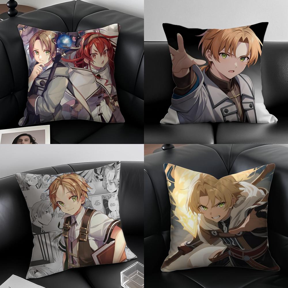 Anime MMushoku Tensei Cushion Cover Pillow Case Antidustmite Invisible zipper silky plush cushion