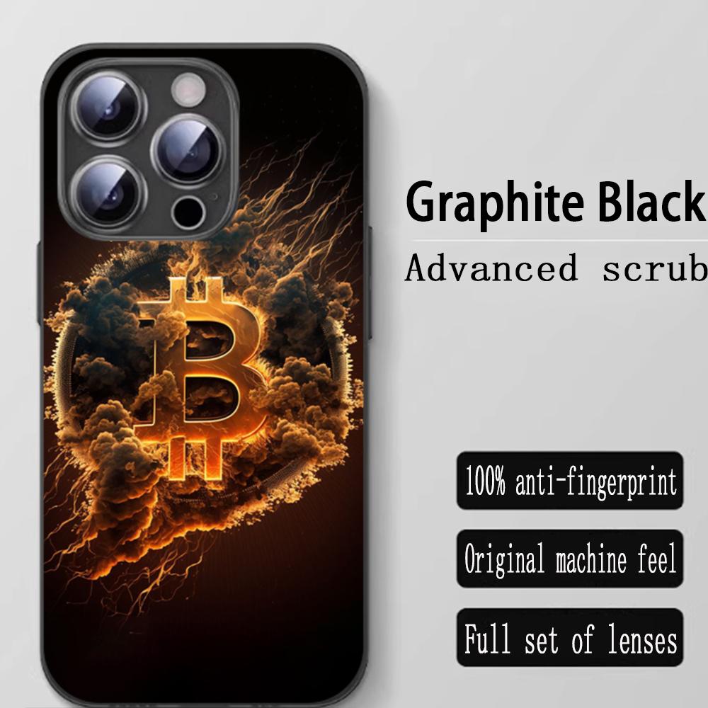 Stylish cool Bitcoin BTC Phone Case For iPhone 16 15 14 13 12 11 X XR XS 8 Plus Mini Pro Max Soft black Shockproof Cover
