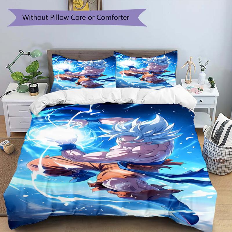 3pcs Dragon Ball4 Design Cover Set - HD Printed Bedding with 1 Cover and 2 Pillowcases - Perfect for Home and Dorm Decor