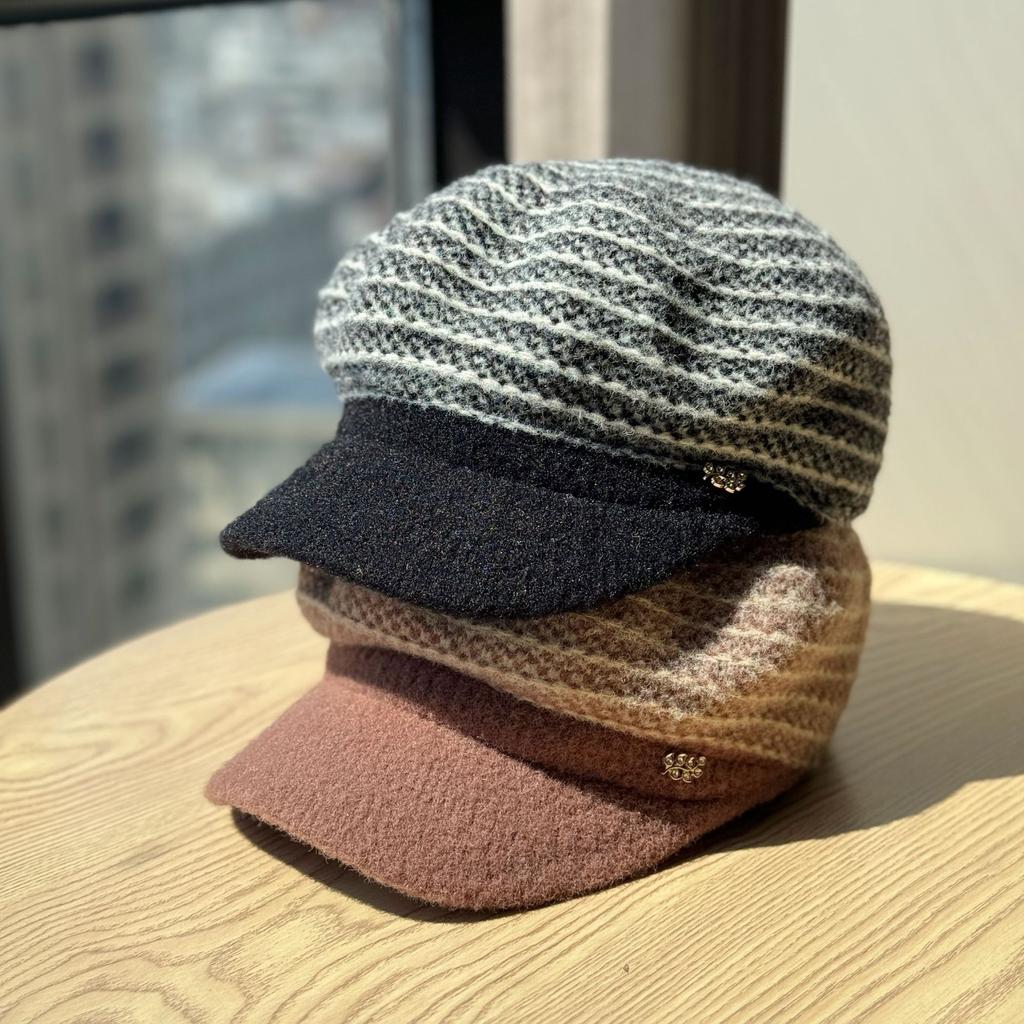 Autumn and Winter Tweed Octagonal Hat Korean Style Three Dimensional Newsboy Hat Elegant Peaked Hat Beret Trend