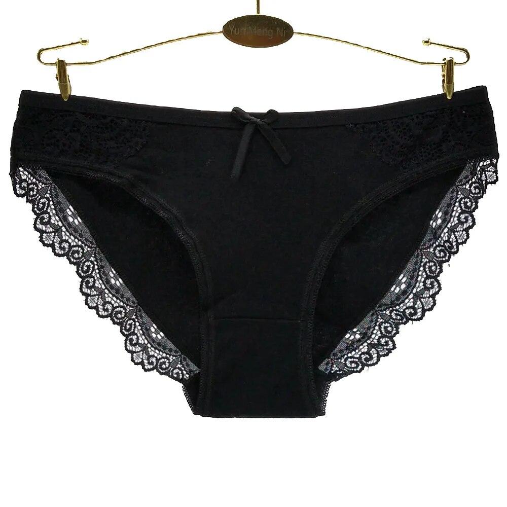Ropa interior de mujer, bragas de encaje sexis de algodón, bragas de cintura baja para niñas, bragas para mujer, lencería, 6 unids/set
