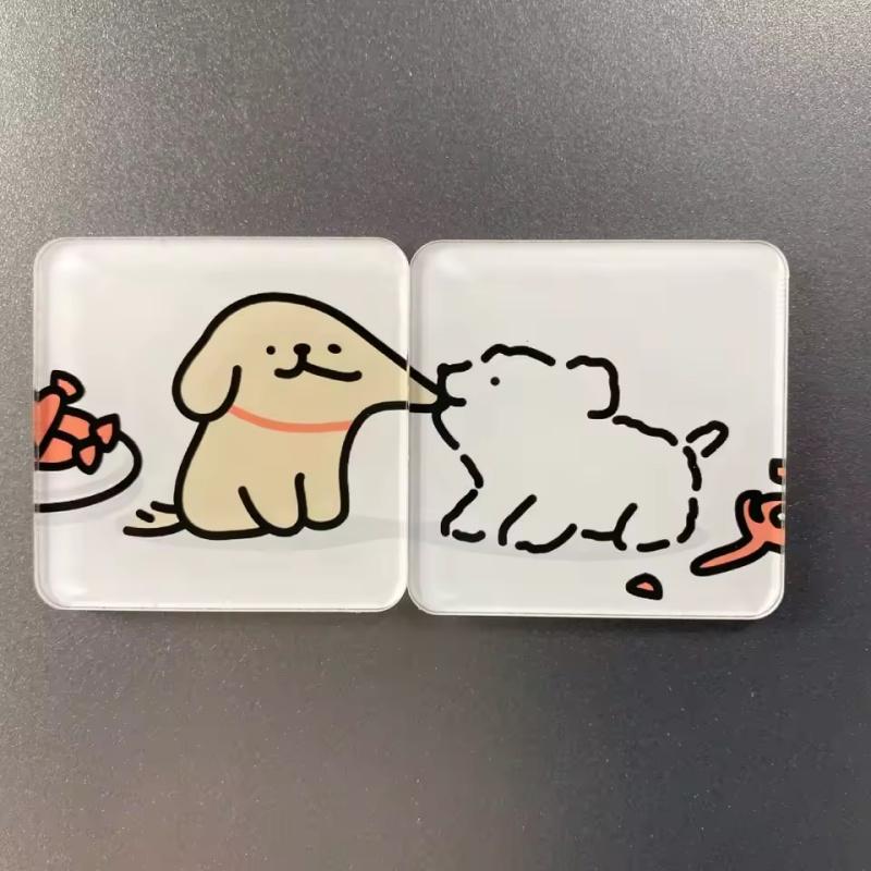 2Pcs Cute Lover Dog Jigsaw Refrigerator Magnets Cartoon Fridge Blackboard Whiteboard Photo Message Magnets Decorative