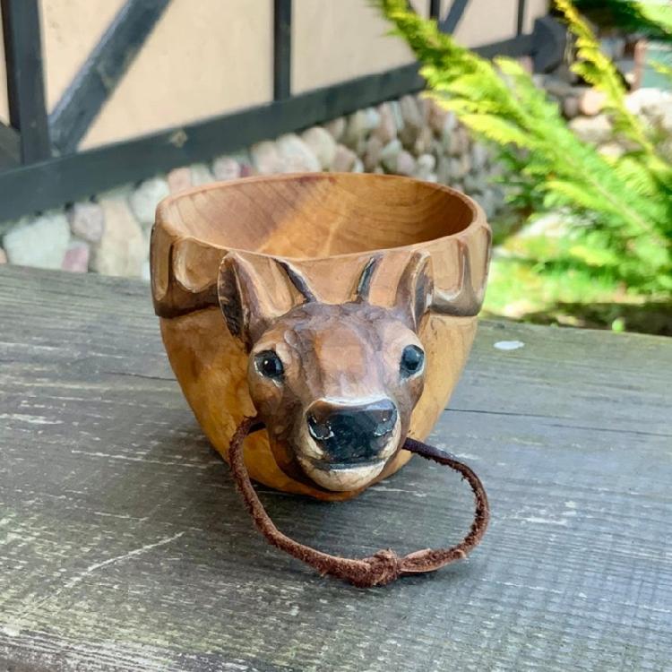 Animals for Head for Image Cup Wooden Mug Animal Shape Portable Camping Drinking