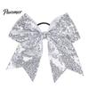 Shiny Hair Bows for Girls Sequins Bows, Elastic Tie, Large Cheerleading Stage Costume Accessories Band Ponytail Holder, Glitter Scrunchies Women Teens