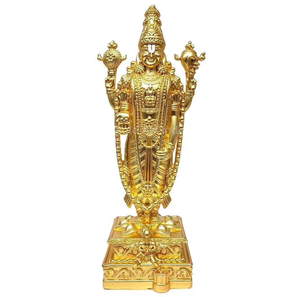 Lord Tirupati Balaji-statyett med Garuda-statyett för Mandir-bönerum Lord Vishnu Shree Venkateswara Swamy-staty Gud Balaji Heminredning Prydnadssak