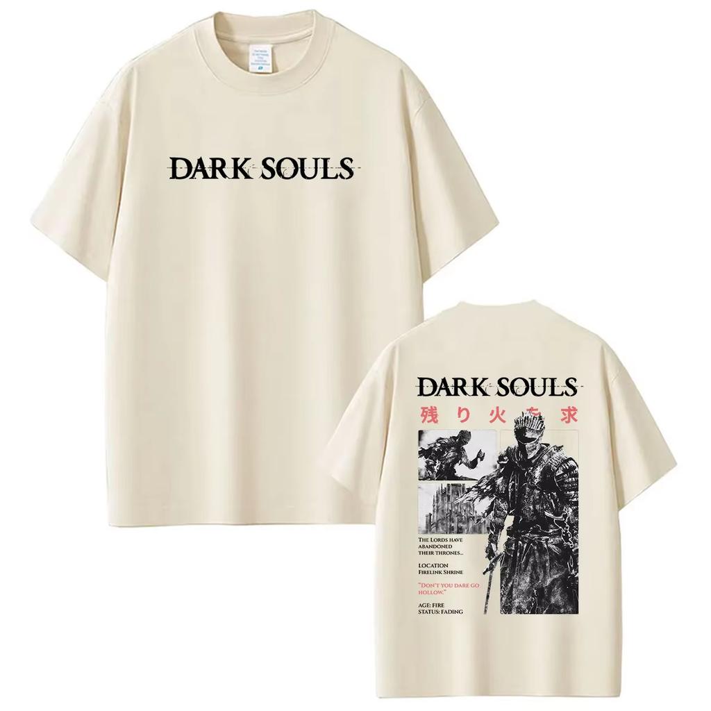 Vintage Washed Dark Souls Gothic Dark Fantasy Soulslike Gaming Merch Gamer Gift Graphic T-shirt Men Women Printed Tee Summer Casual Fashion