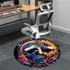 1pc Colorful Skull Art Chair Carpet for Office, Round Non Slip Durable Large Size Office Carpet, Suitable for Office