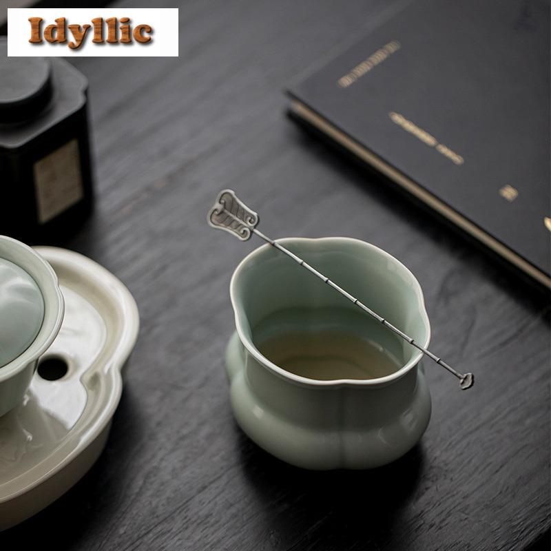 220ml Yaozhou Kiln Handmade Ceramic Azure Jianshui Tea Wash Tea Garbage Can Household Chaxi Tableware Equipment Ornaments Craft