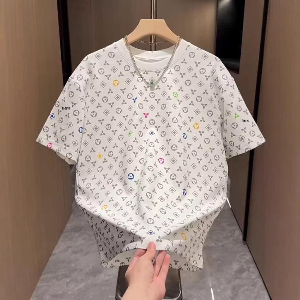 2025 Summer Trendy Men's Casual Loose Round Neck Full Print Short Sleeve T-Shirt