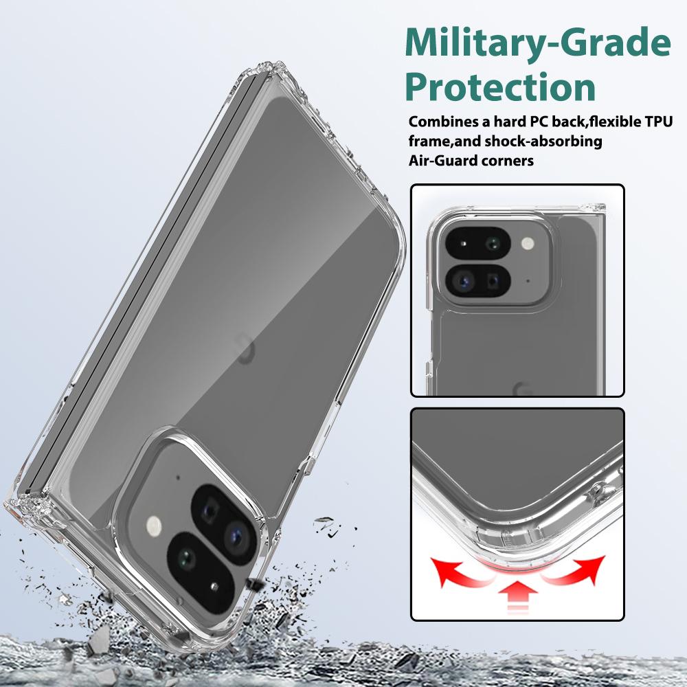 Transparent ShockProof Phone Case for Google Pixel 9 Pro Fold TPU+Arcylic Clear Back Cover for Pixel 9Pro Fold Shell