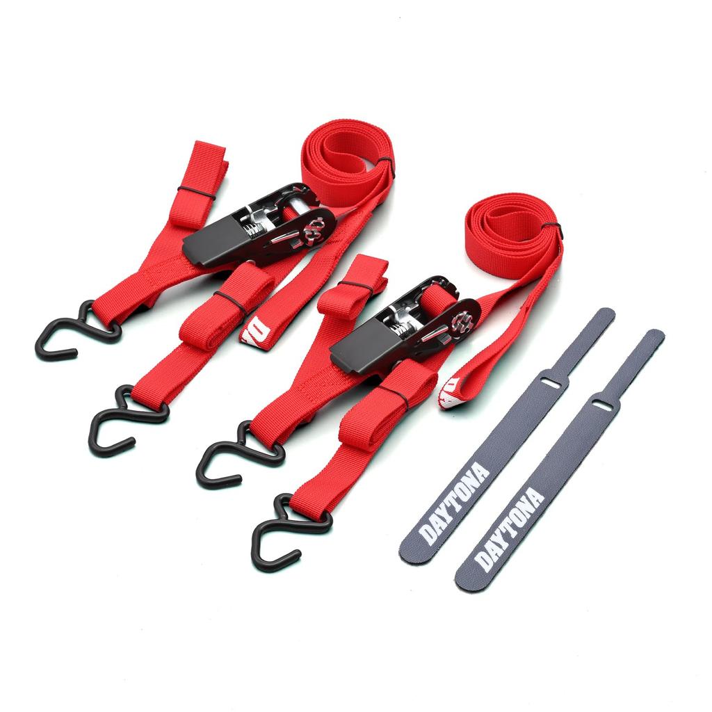 Daytona 42065 Motorcycle Lashing Belt, Set of 2, Ratchet Type, Load Capacity 220.5 lbs