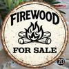 1pc 8x8in Vintage Firewood Tin Sign Round Metal Plaque Home Bar Garage Outdoor Camping English Wall Decor